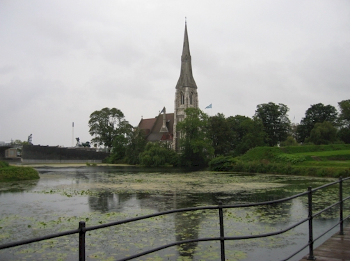 castle moat and church